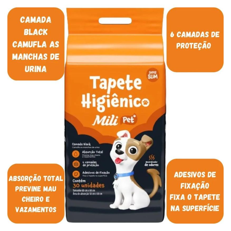 Higienico Tapete Pet Mili Neutralizador de Odores 30 Unidades