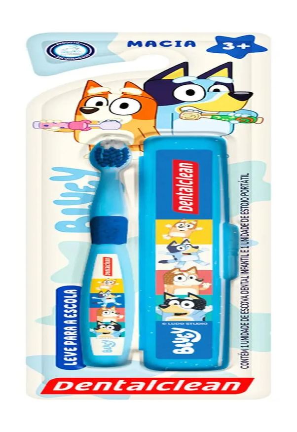 Dentalclean Escova Dente Bluey E Estojo Porta Escova Escolar