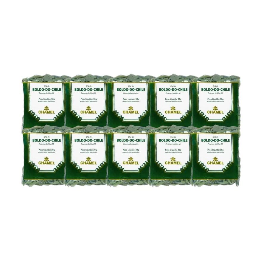 Chamel Kit 10X Chá Pacote Boldo Do Chile Folhas 30g