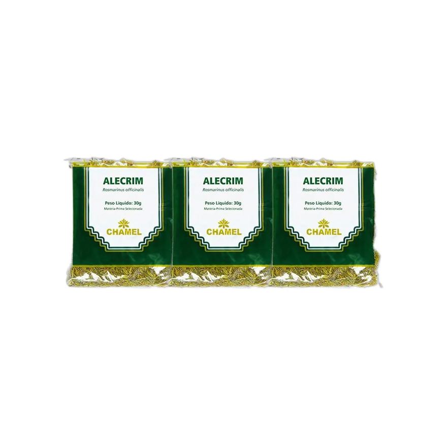 Chamel Kit 3X Chá Pacote Alecrim Folhas 30g