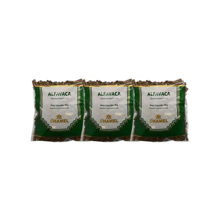 Chamel Kit 3X Chá Pacote Alfavaca Mista 30g