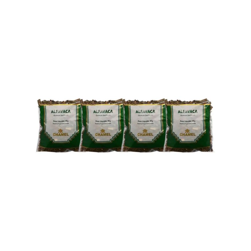 Chamel Kit 4X Chá Pacote Alfavaca Mista 30g