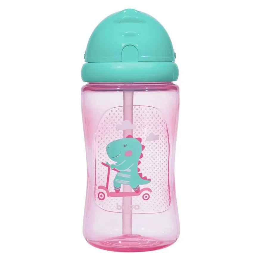 Buba Garrafinha Com Canudo Dino 400ml Rosa