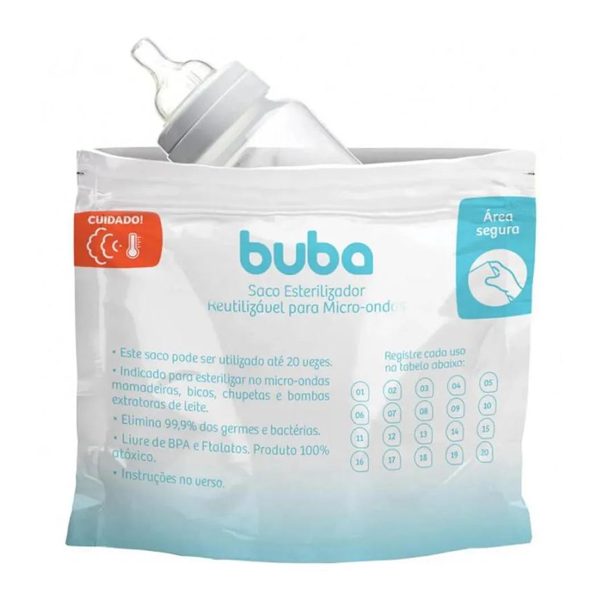 Buba Saco Esterilizador Reutilizável Para Microondas C/6