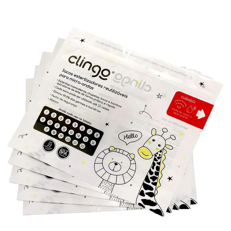 Clingo Saco Esterilizador Reutilizável Para Microondas C/5