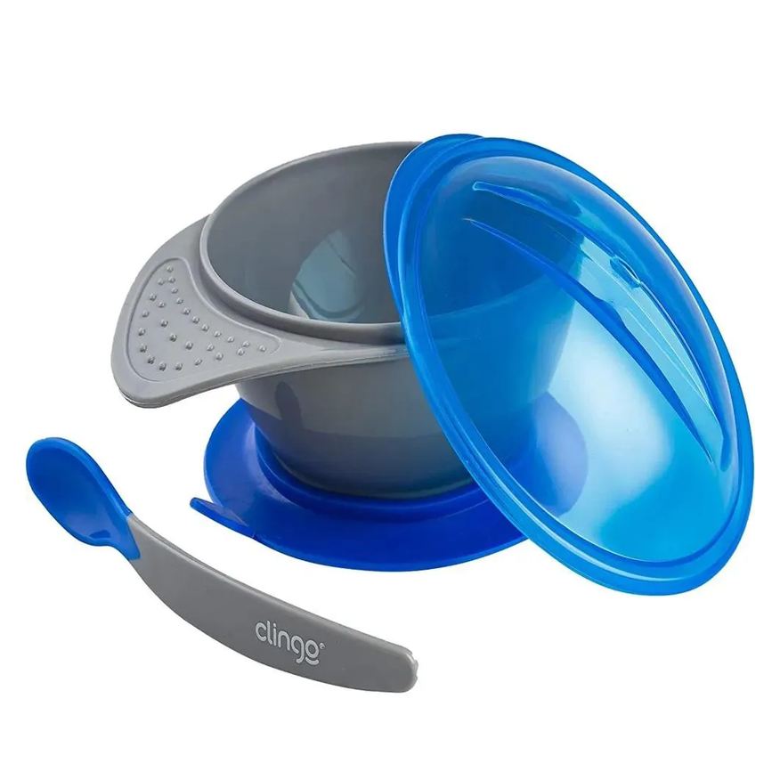 Clingo Prato Com Ventosa E Colher Azul +6M