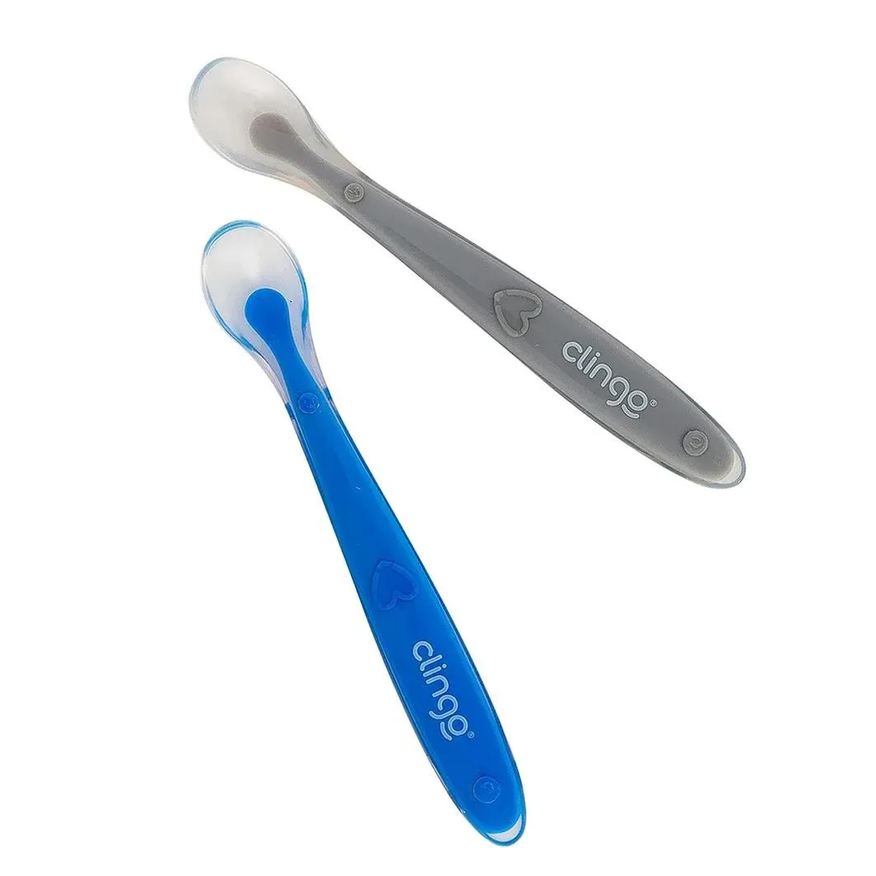 Clingo Colheres De Silicone Premium +6M Azul 2Und