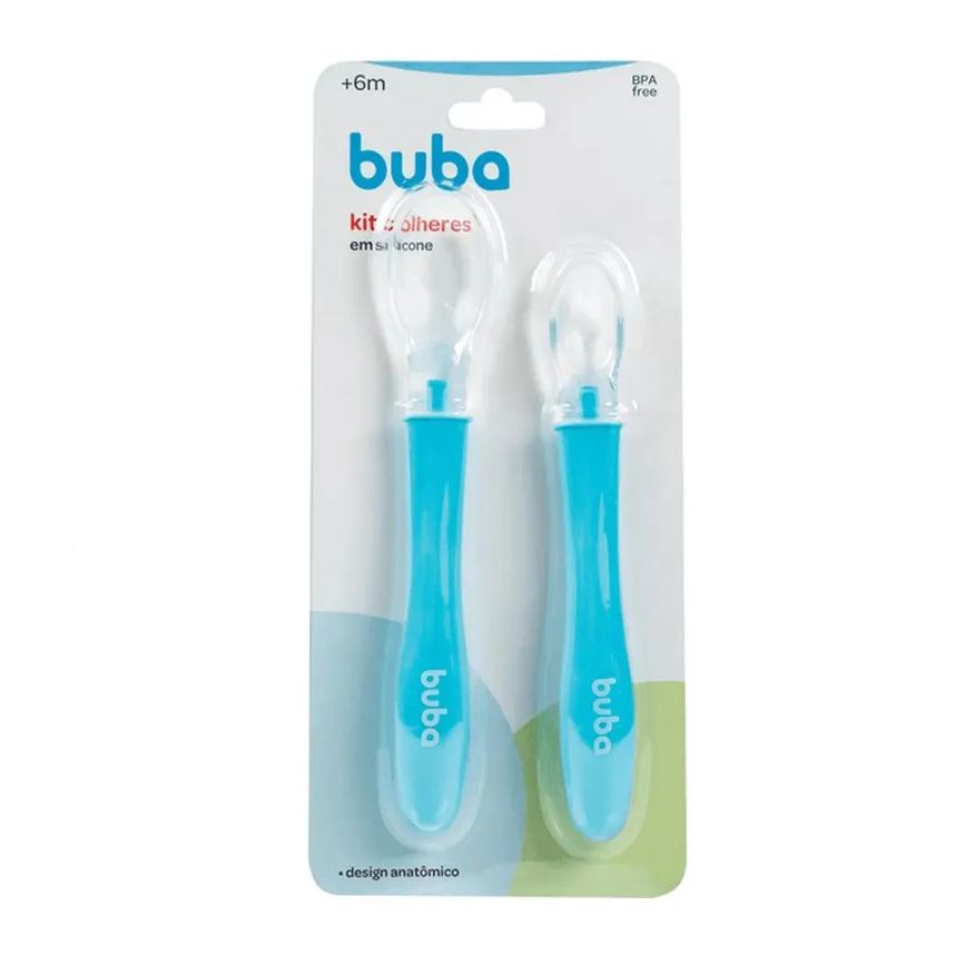 Buba Colheres Silicone Azul 2Und