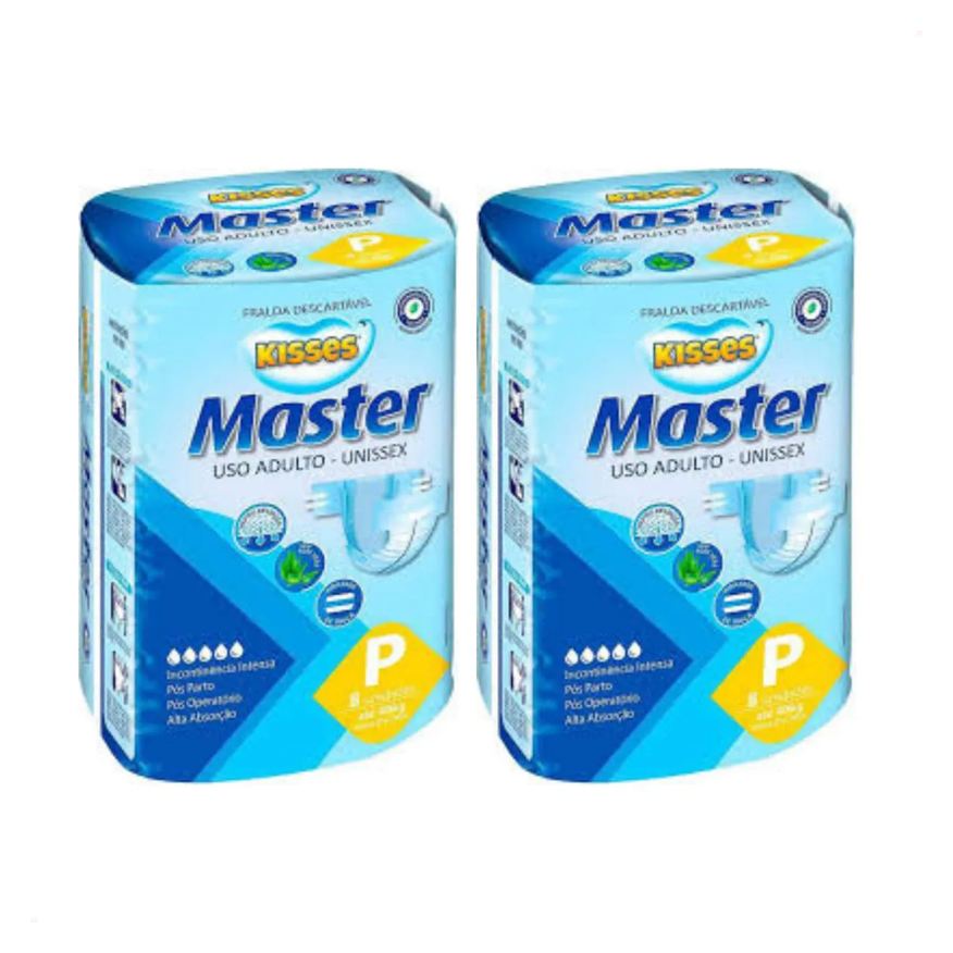Master Kit 2 Fralda Geriatri Kisses Adul Alta Absorção Tam P