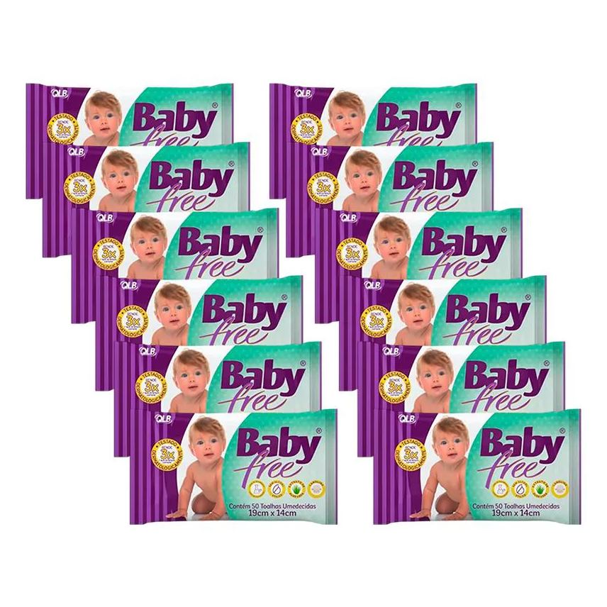 Qualybless Kit 12 Toalhas Baby Free C/50 Toalhas Umed.