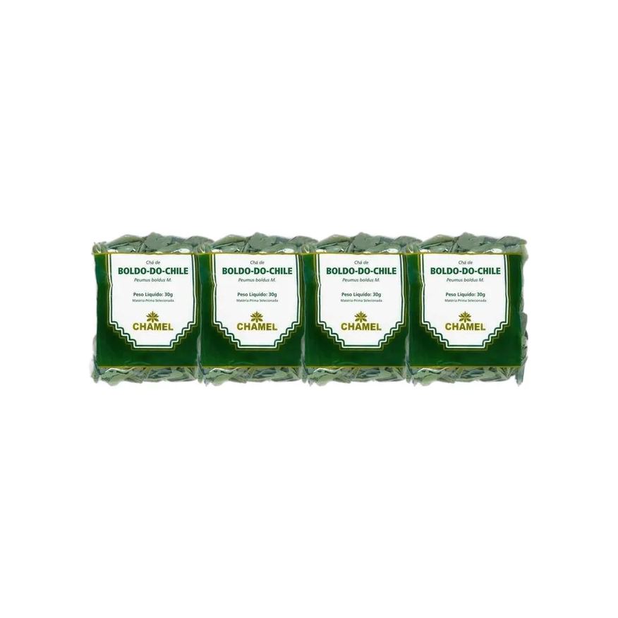 Chamel Kit 4X Chá Pacote Boldo do Chile Folhas 30g