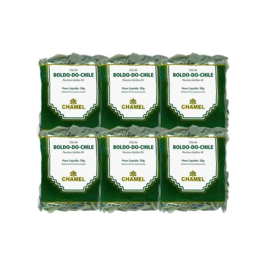 Chamel Kit 6X Chá Pacote Boldo do Chile Folhas 30g