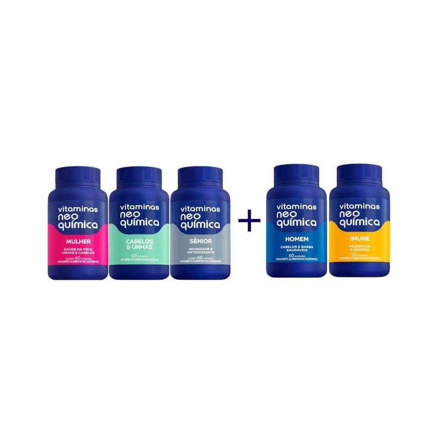 Neo Química Kit Mulher + Cabelo e Unha + Sênior e Ganhe Homem + Imune