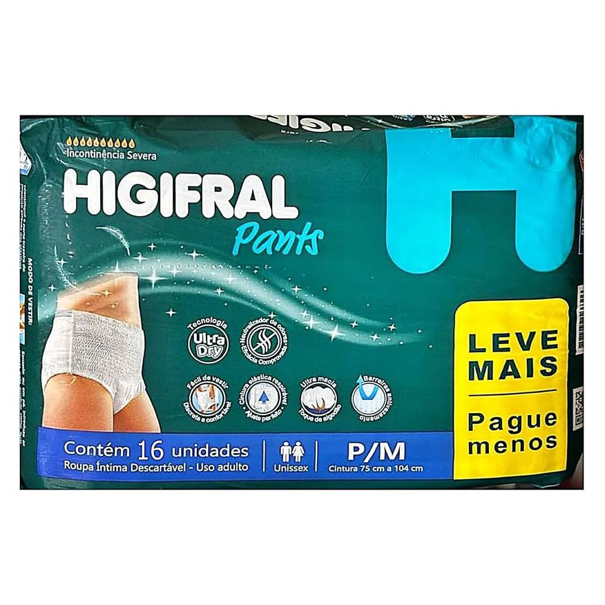 Higifral Roupa Íntima Descartável Pants Full Care P/m 16 unidades