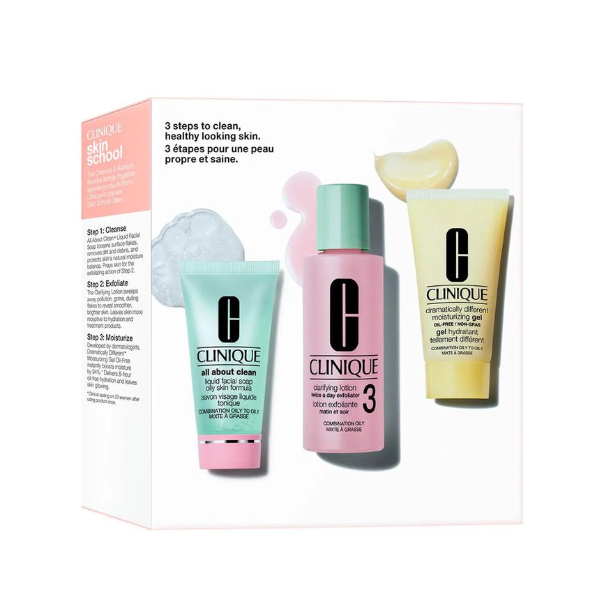Clinique Kit Facial 3 Passos Para Pele Mista a Oleosa Sabonete Líquido + Hidratante + Tônico 1 unidade