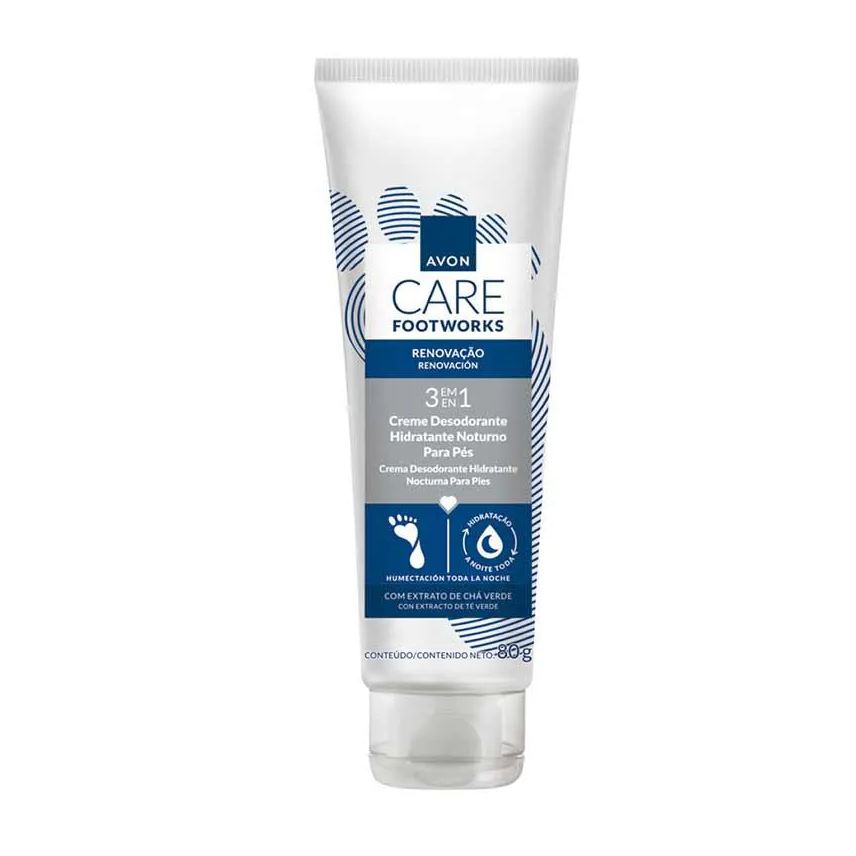 Avon Footworks Creme Desodorante Hidratante Noturno Pés 80g