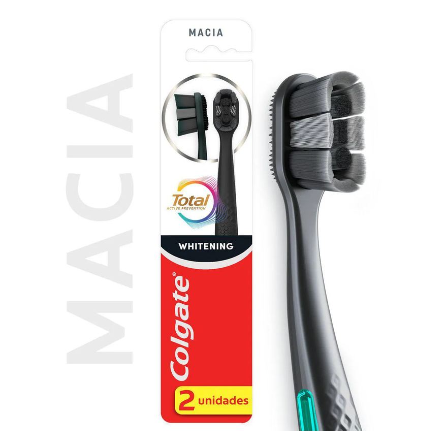 Colgate Escova de Dente Total Whitening Macia 2 unidades
