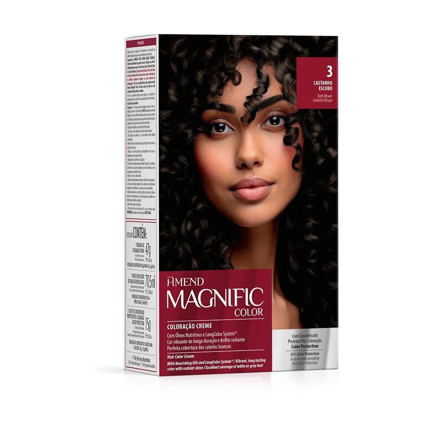 Amend Cosméticos Coloração Tintura Capilar Creme 3.0 Castanho Escuro Amend