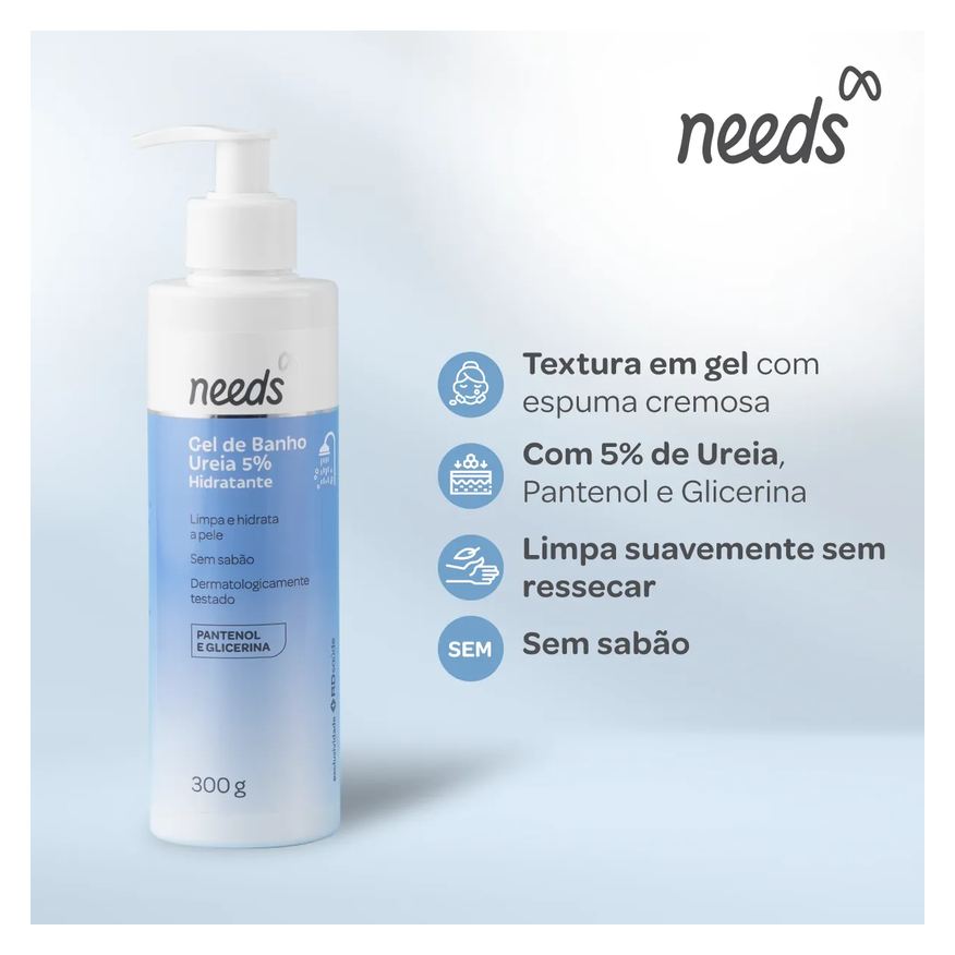 Needs Gel de Banho Hidratante Ureia 5% 300g