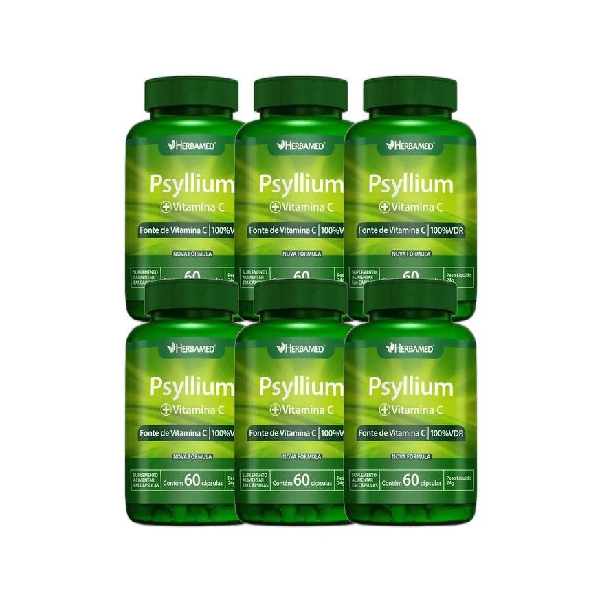 Herbamed Kit 6X Vitamina C Psyllium 60 Cápsulas