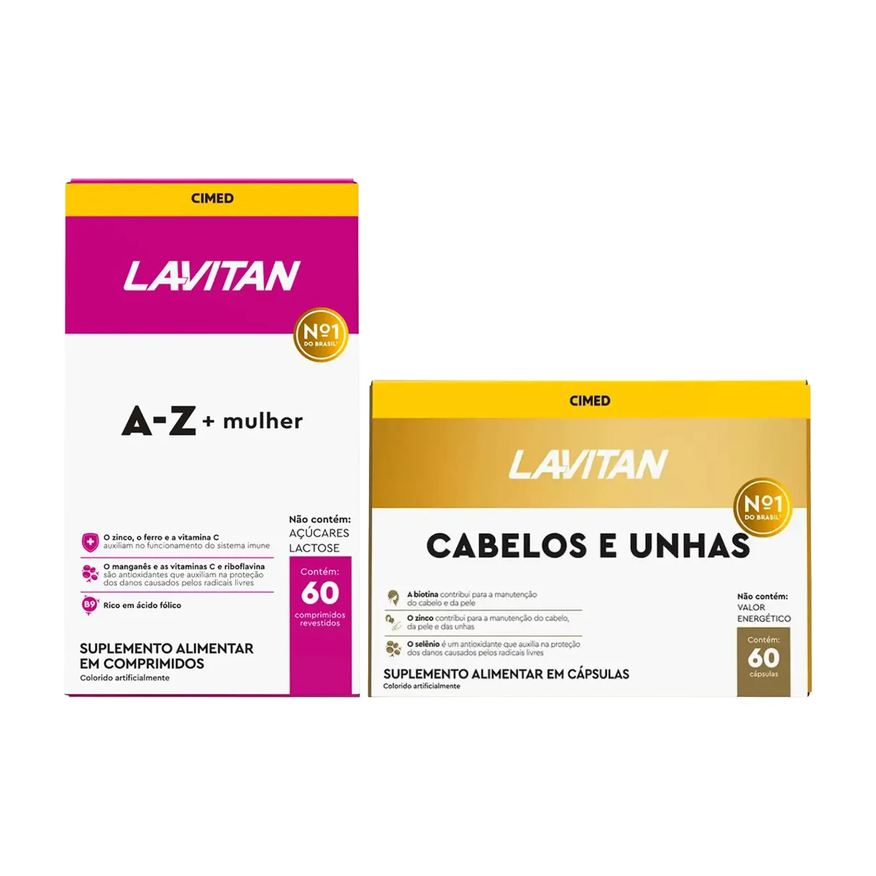 Polivitamínico Kit Lavitan A-Z Mulher 60 comprimidos + Cabelos e Unhas 60 cápsulas