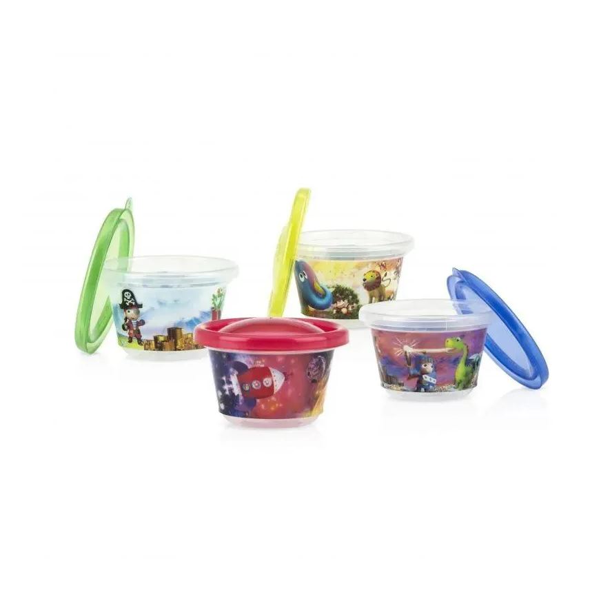 Nuby Kit 4 Potes Decorados 120ml +6M Azul
