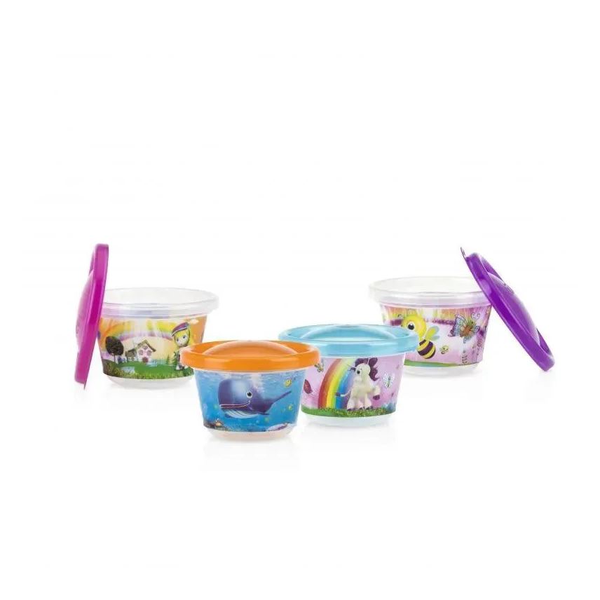 Nuby Kit 4 Potes Decorados 120ml +6M Rosa