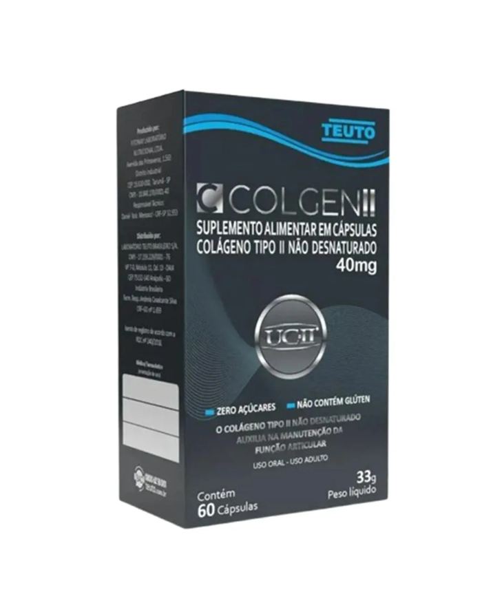 Teuto Colgen Colágeno Tipo 2 Não Desnaturado 40mg 60 Cápsulas