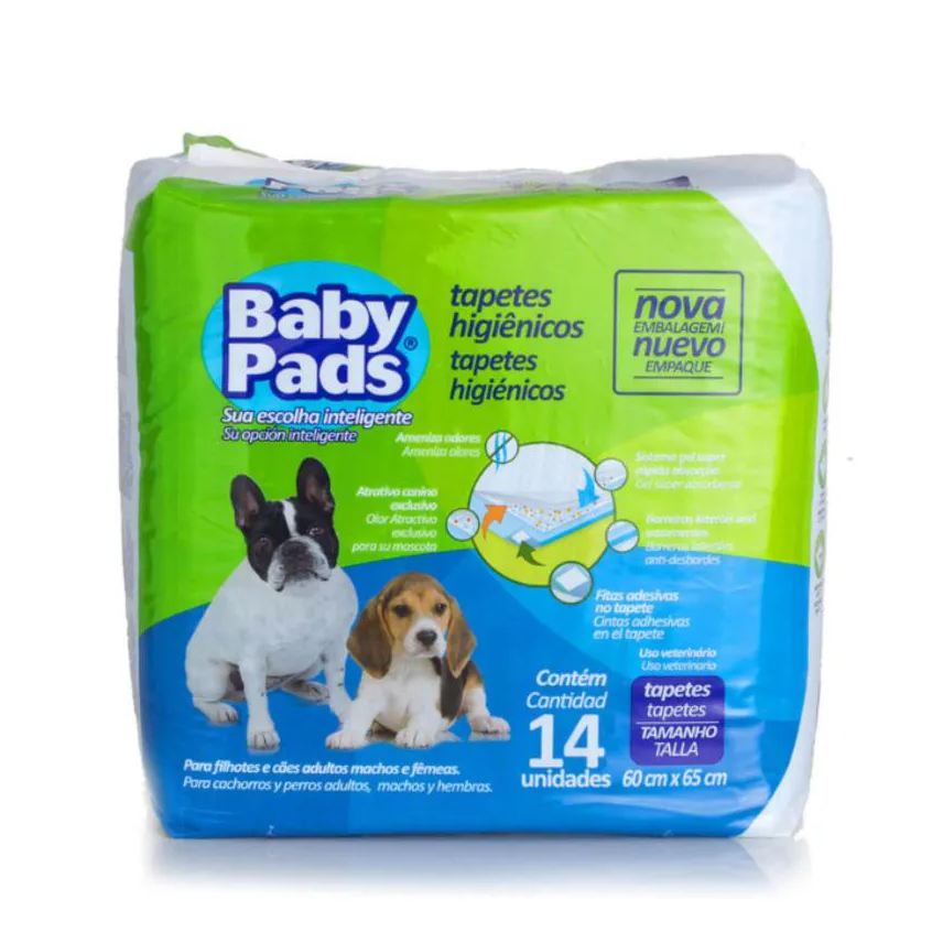 Higiênico Tapete Baby Pads para Cães 14Un 60X55Cm