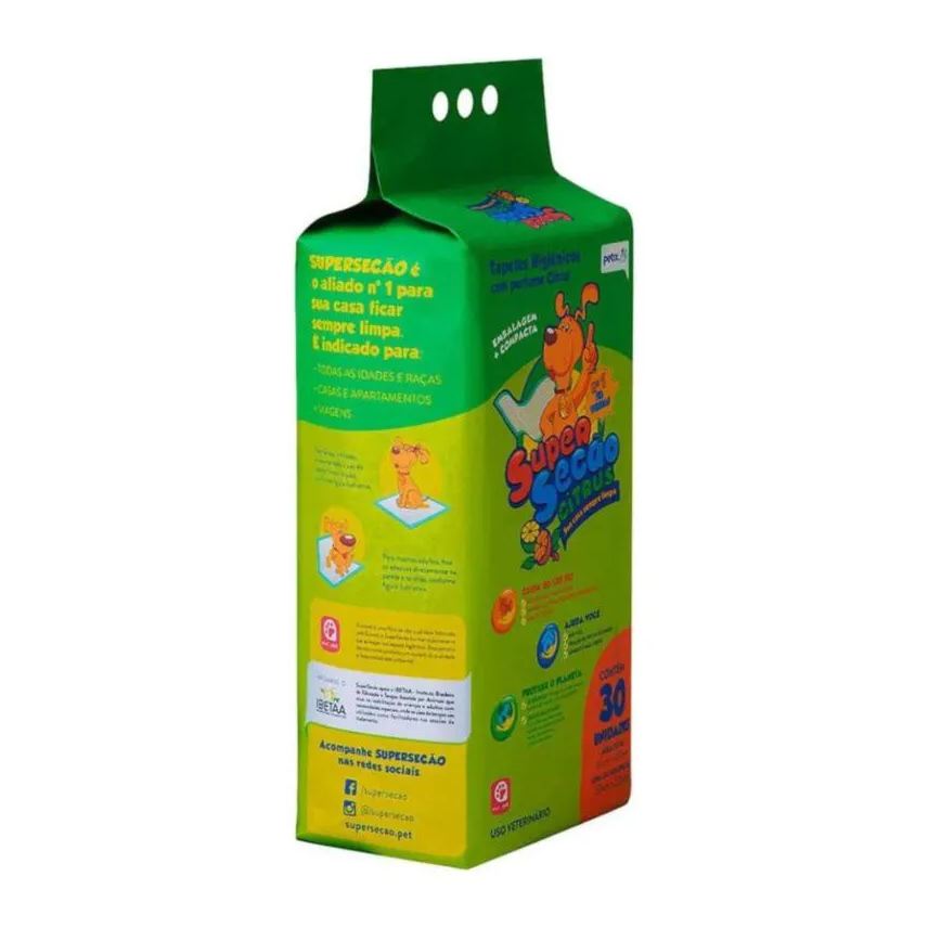 Higiênico Tapete Super Secão Citrus 30Un 80X60Cm para Cães