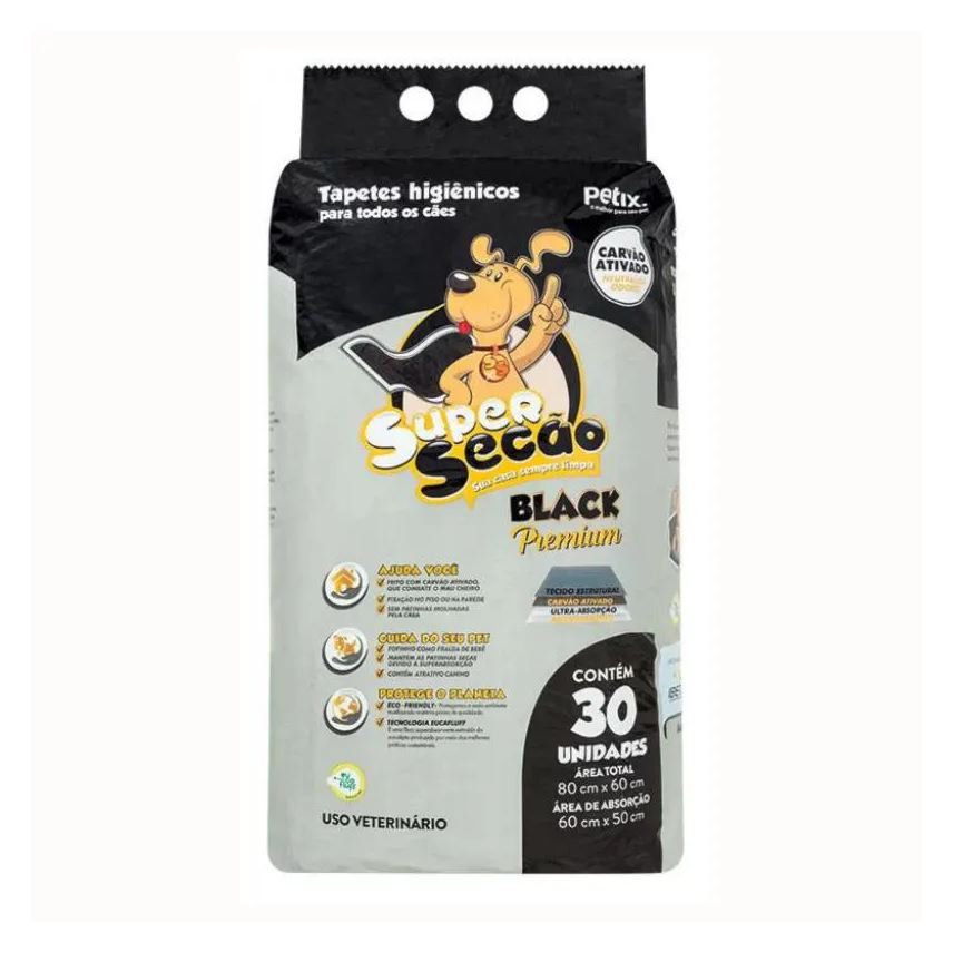 Higiênico Tapete Super Secão Premium com Carvão Ativado 30 Unidades