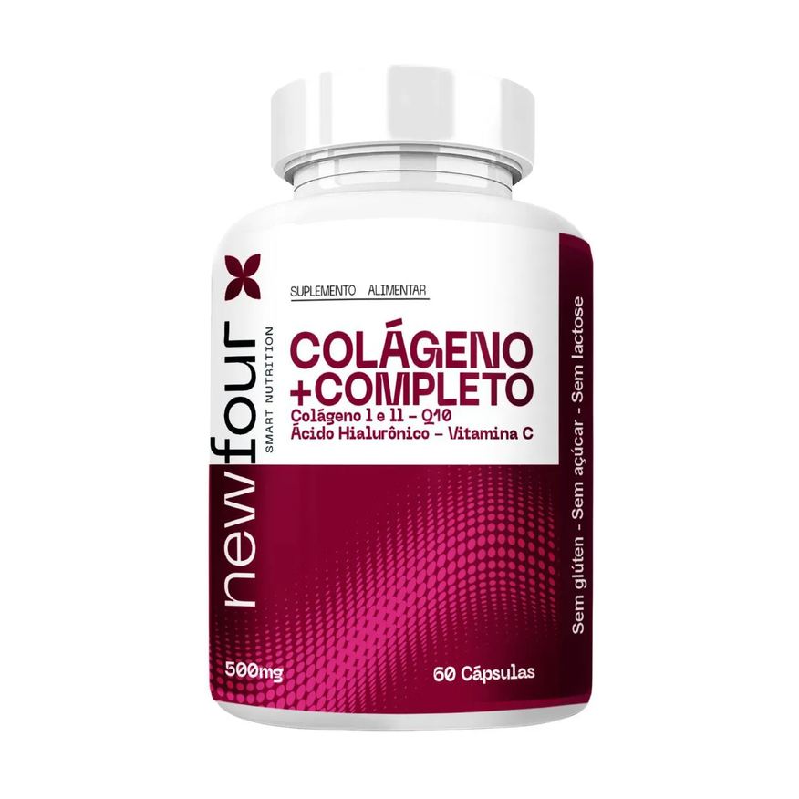 New Four Colágeno + Completo - Colágeno I e Ii, Q10, Ácido Hialurônico, Vitamina C 60 cápsulas