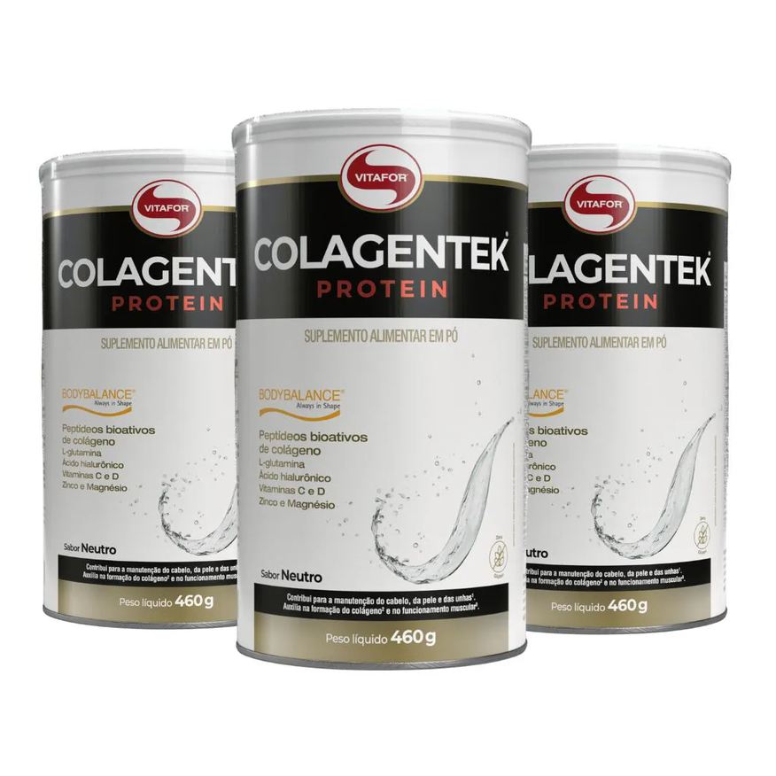 Vitafor Kit 3x Colagentek Protein Bodybalance sem Sabor 460g