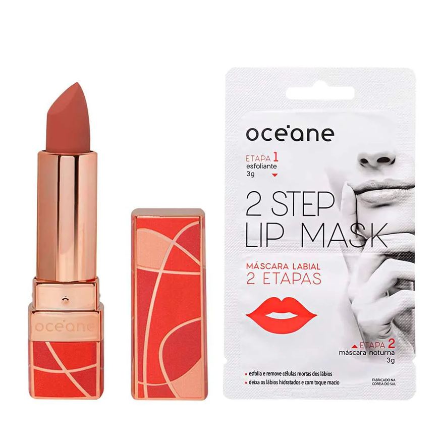 Océane Kit - Batom Semi-Matte Capri Lipstick - Beloved Nude + Máscara Labial 2 Step