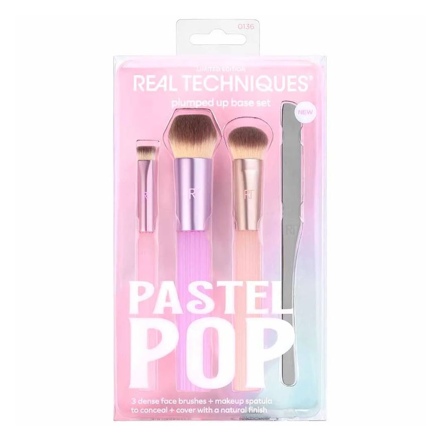 Real Techniques Kit Pastel Pop Plumped Up com 3 Pincéis + Espátula