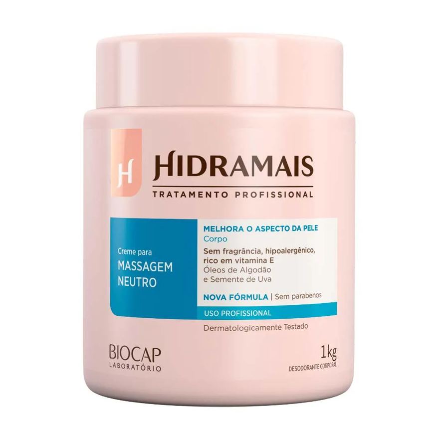 Hidramais Creme Neutro para Massagem Profissional 1kg