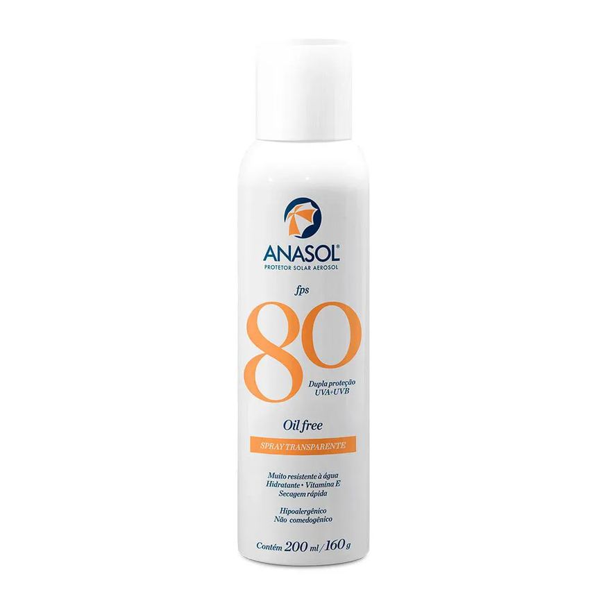 Anasol Protetor Solar Aerosol – Spray Transparente Fps 80 200ml