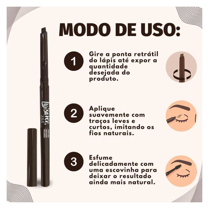 Retrátil Lápis para Sobrancelha Luisance 365 Castanho Claro Hipoalergênico L5218