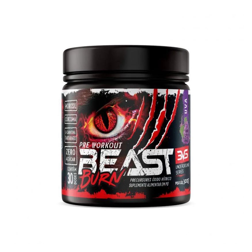 3Vs Beast Burn Pre Workout (300g) - Sabor: Maçã Verde