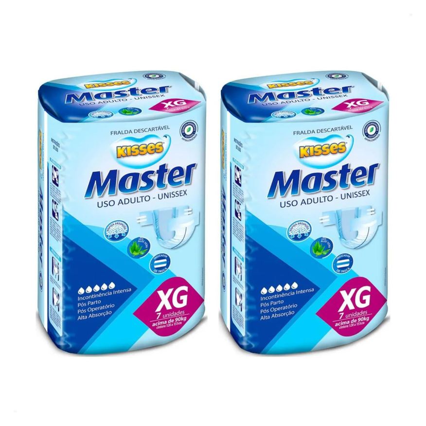 Kiss Kit com 2 Fralda Geriátrica Adulto Confort Grande com 07 Undidades