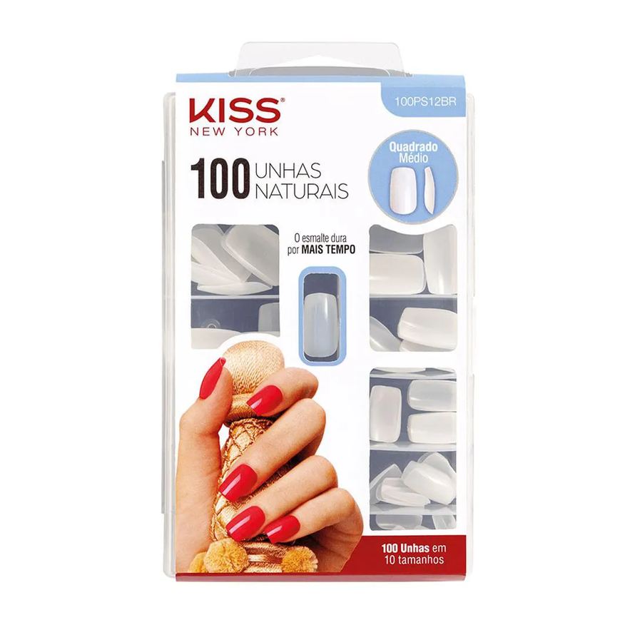Kiss New York Unhas Postiças Kiss Ny - 100 Unhas Naturais Quadrado Médio