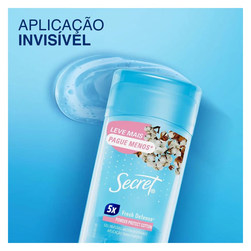Antitranspirante Desodorante Stick Gel Secret Powder Protect Cotton Feminino 48h 73g