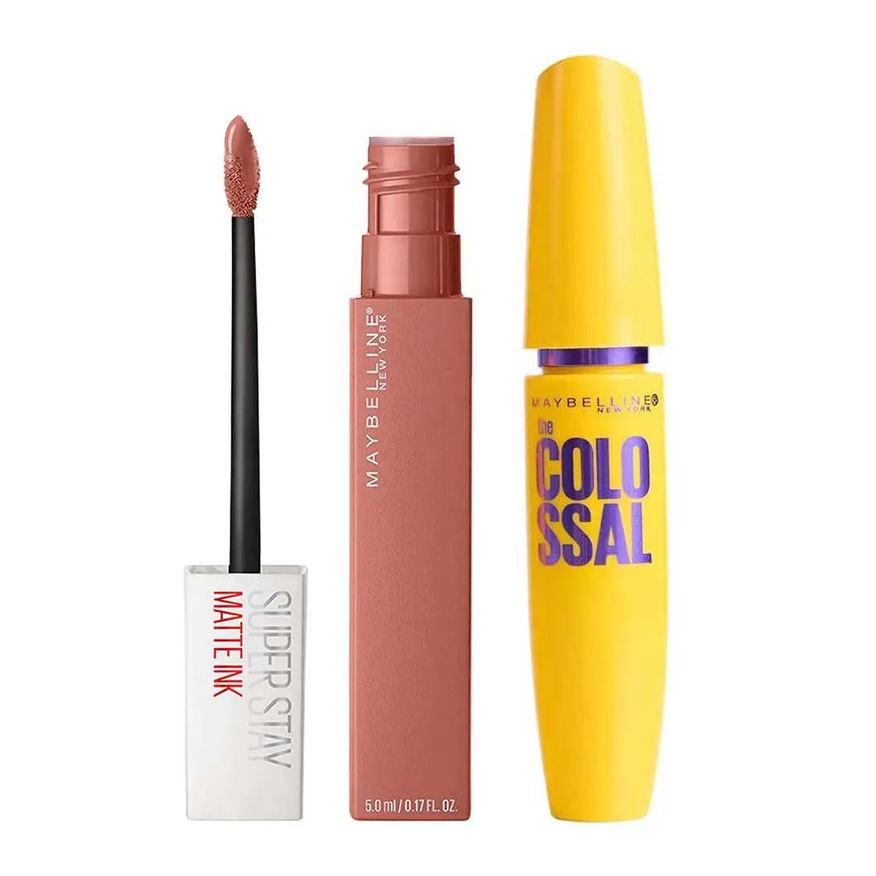 Maybelline Kit - Batom Líquido Longa Duração + Máscara de Cílios