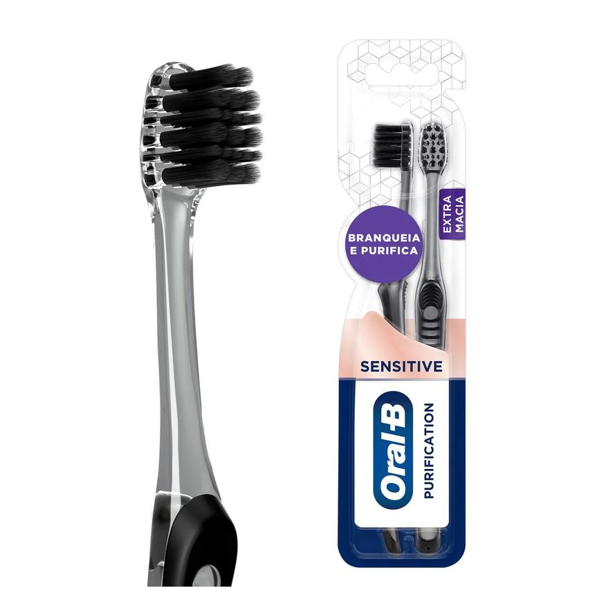 Oral-B Escova de Dente Purification Sensitive Cerdas Ultrafinas Minerais de Carvão 2 unidades