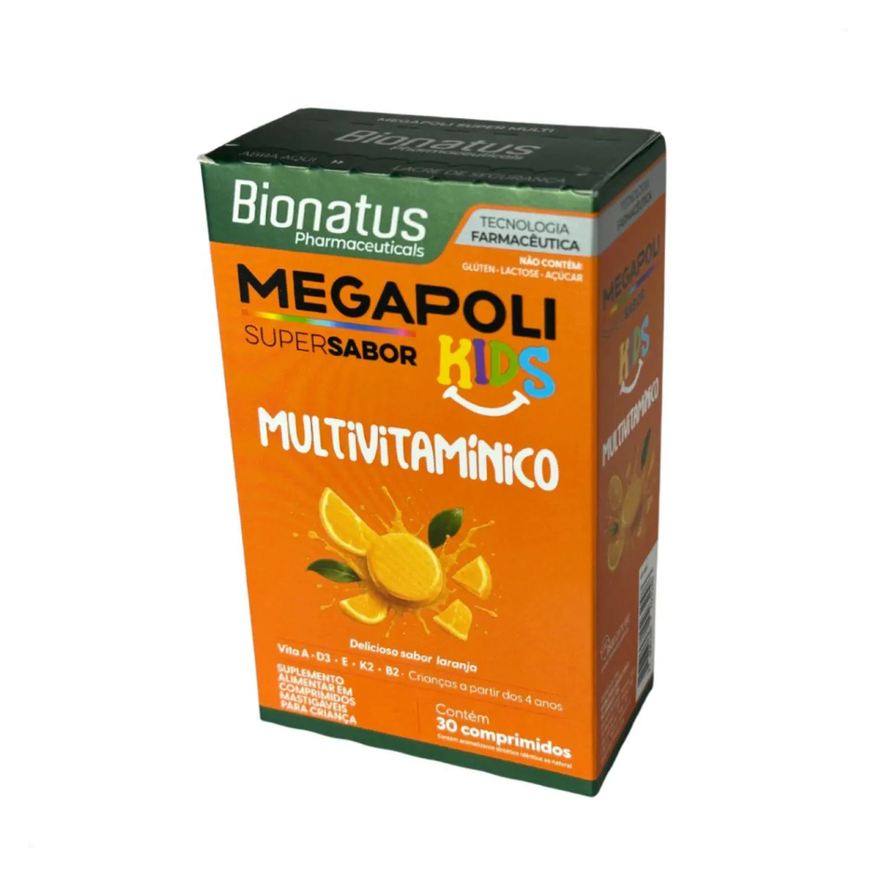 Bionatus Megapoli Kids Multivitaminico Sabor Laranja - 30 comprimidos