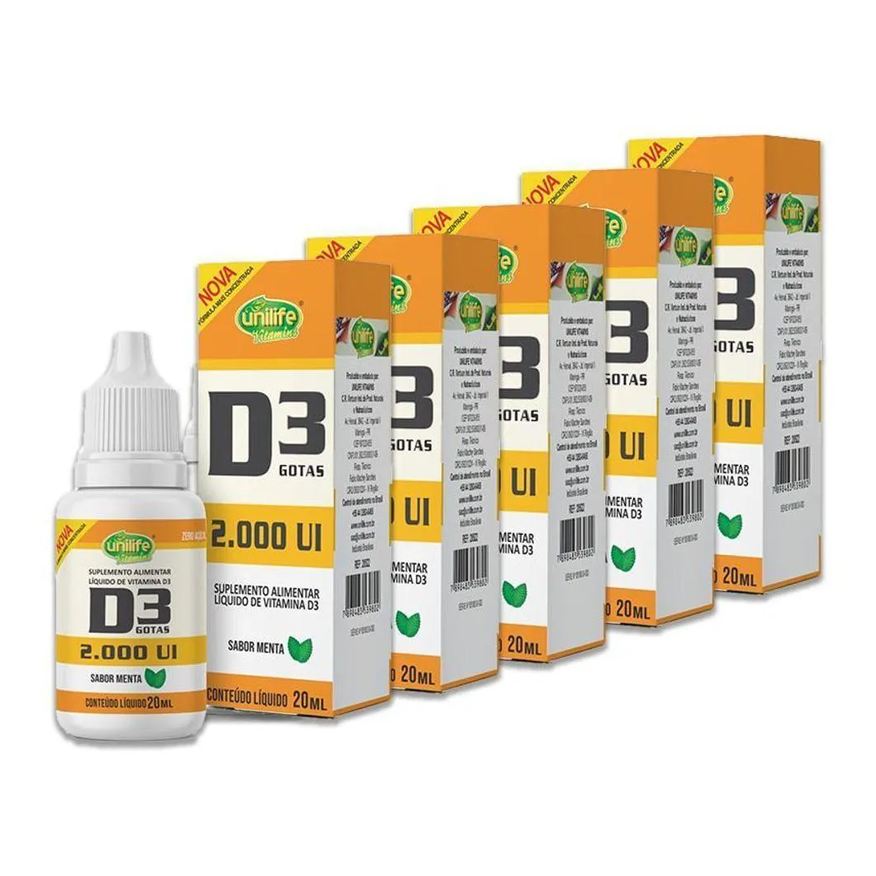 Unilife Kit 5 Vitamina D3 2.000 Ui Menta 20ml