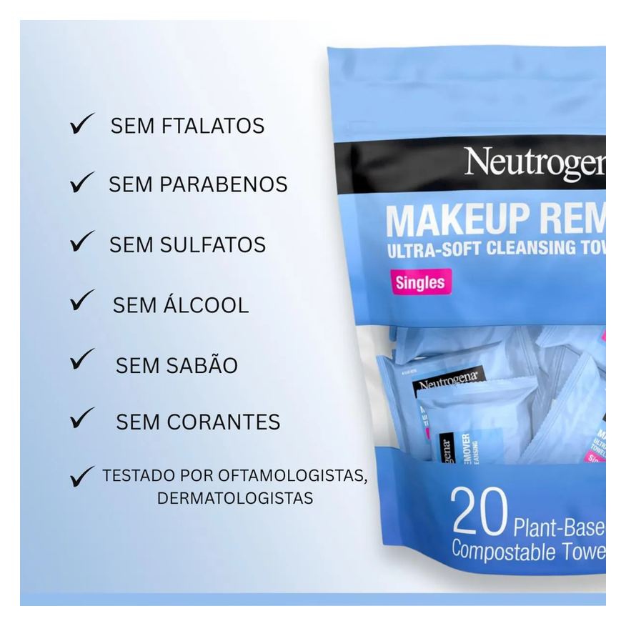 Neutrogena Lenço Demaquilante Umidecido sem Álcool 20 Unidades