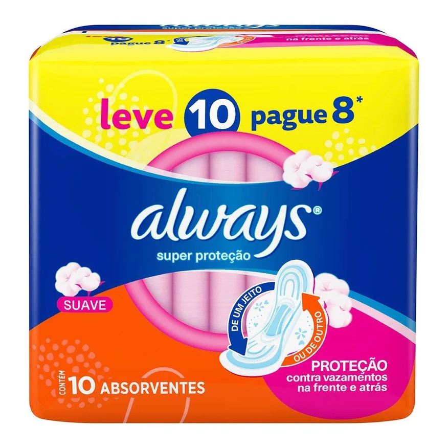 Always Absorvente Básico Cobertura Suave com Abas - Embalagem com 8 unidades