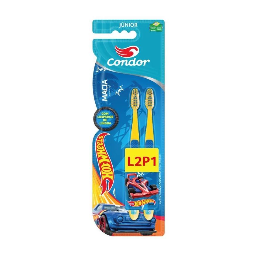 Condor Escova Dental Infantil Hotweels Embalagem com 2 unidades