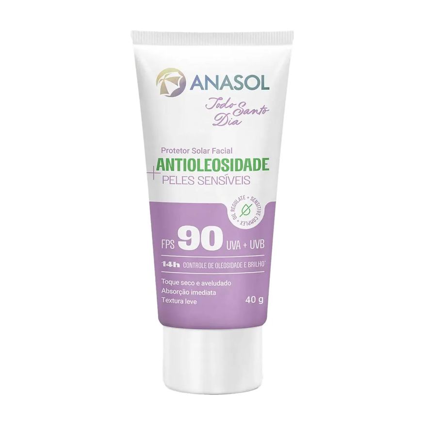 Anasol Todo Santo Dia Protetor Solar Facial Peles Sensíveis Fps90 40g
